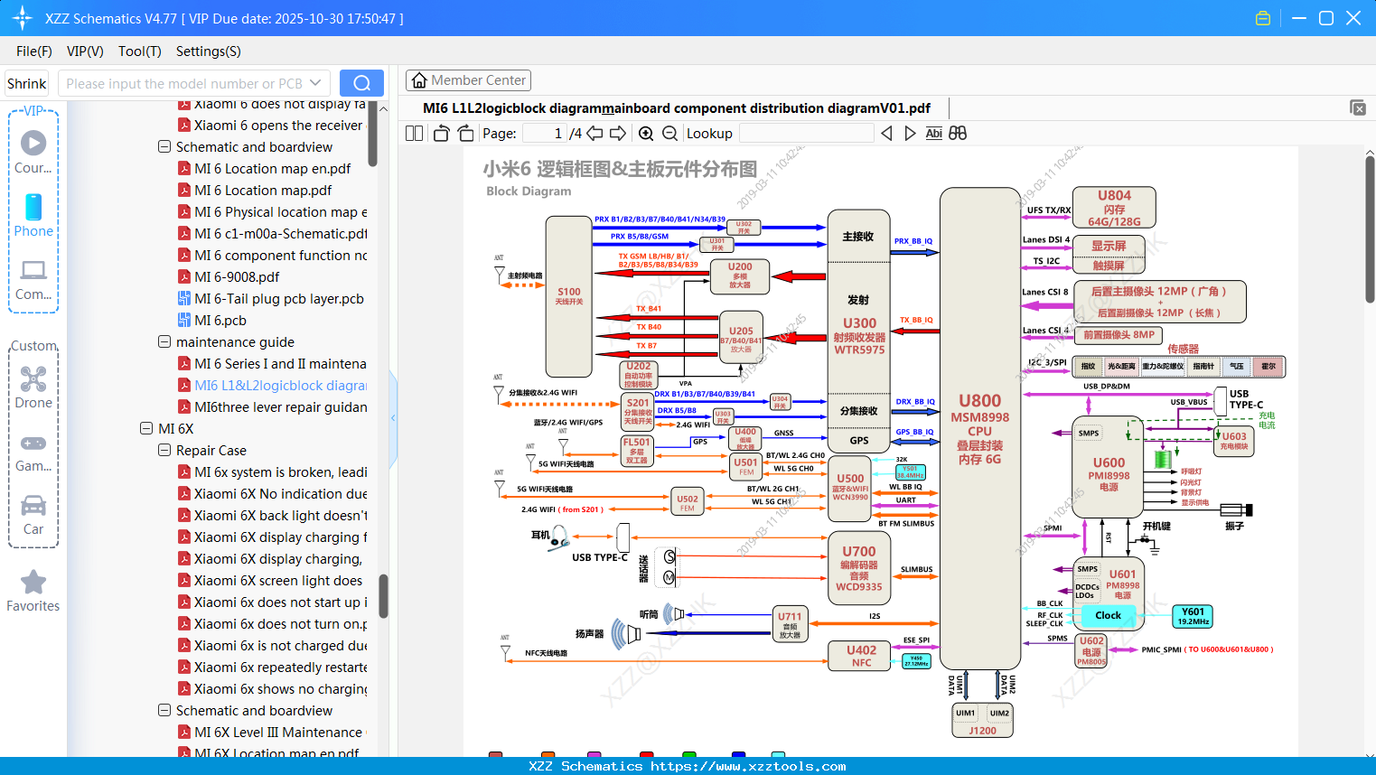 Xiaomi MI6 L1&L2logicblock Diagram&mainboard Component Distribution DiagramV01
